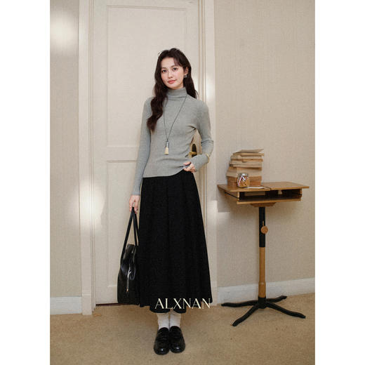 鹿向南「轻松序章」灰色半高领打底针织衫女秋冬显瘦百搭长袖上衣 商品图1