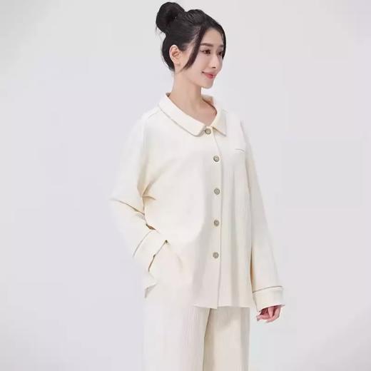 【素道有机棉 女士家居服套装】 翻领长袖纽扣开衫  舒适透气 SGWT0015  不染色 环保禅意[漳州仓] 商品图3