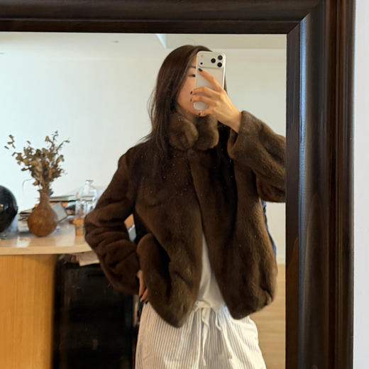 ROMI STUDIO丹麦马哈根尼原色水貂放刀工艺轻奢皮草 RWCWWG7075 商品图0