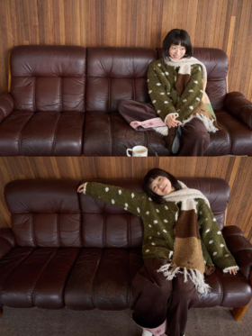 nothe Case布然/NC254210/「挪威假日」森林墨绿波点软糯毛衣