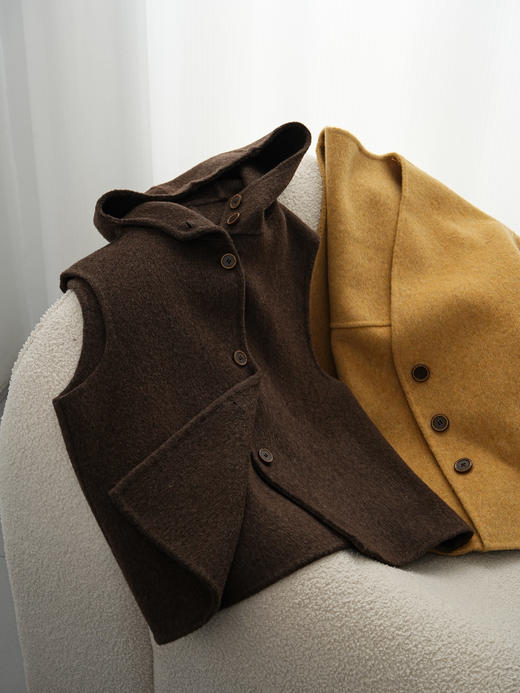 韩国小众订单南瓜色+摩卡棕两件套双面尼大衣 商品图2