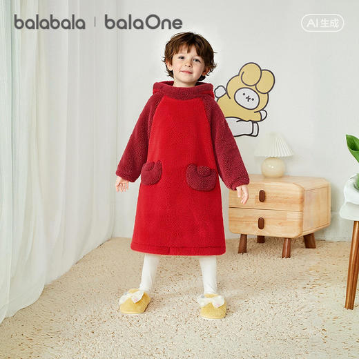 【balaOne】巴拉巴拉儿童家居服连体男童女童2025春季新款珊瑚绒 商品图0