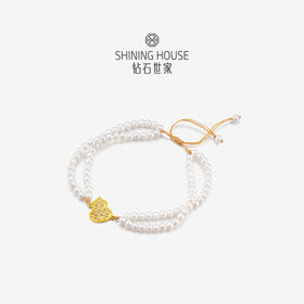 【八方衔运纹】【 玲珑宝葫 】钻石世家  玲珑宝葫系列 足金葫芦镶钻珍珠手链 【不支持无理由退换货】预计3-5天发货