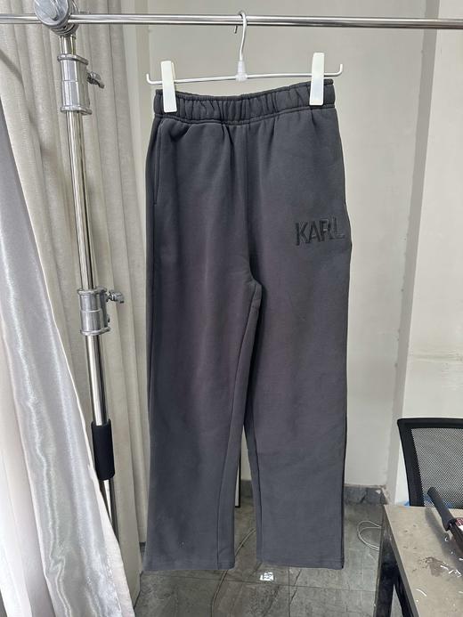 贝壳三 厚实松紧腰字母刺绣休闲裤女磨毛绒直筒棉质卫裤C120313 商品图2