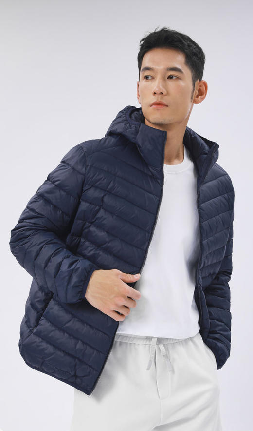 男士品牌售价1300轻薄连帽排骨90白鸭绒羽绒服 商品图9