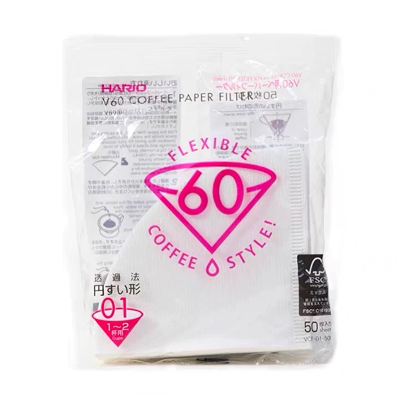 Hario咖啡滤纸V60扇形手冲滤纸白色01号袋装过滤纸锥形咖啡滤袋