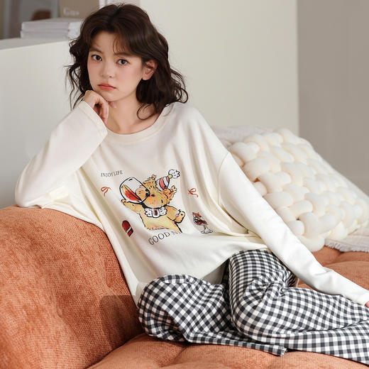 秋冬纯棉睡衣 韩版休闲可爱可外穿家居服套装 商品图7