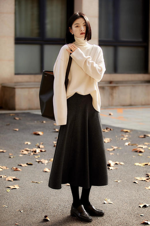 重工4米用料含真丝羊绒醋酸八片荷叶半身裙 商品图1