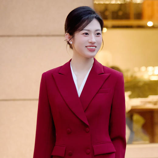 法小曼*子珍专款/红色阔腿裤西装套装女秋冬高端职业装气质女神范播音主持人上镜装 商品图1