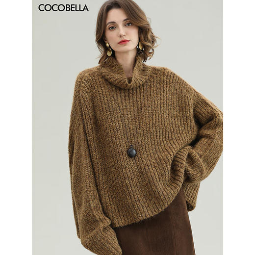 COCOBELLA气质美拉德宽松高领毛衣新款慵懒风毛针织衫MZ3128 商品图0