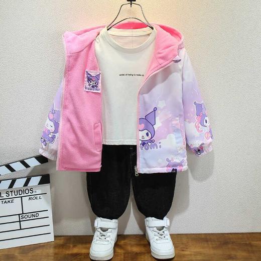 女童春秋加绒外套2025新款儿童韩版冲锋衣中大童女孩夹克洋气上衣 商品图2