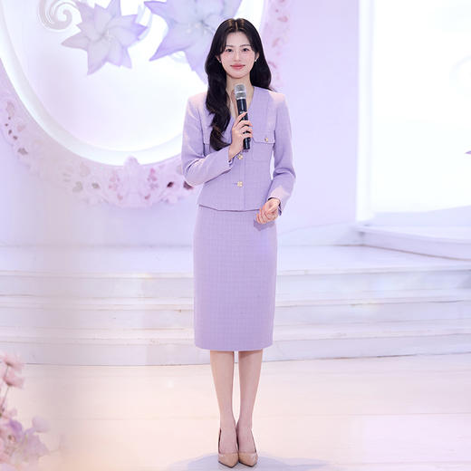 法小曼*子珍专款/紫色小香风套装2025新款女装秋季高端女神范贵妇名媛两件套裙 商品图5