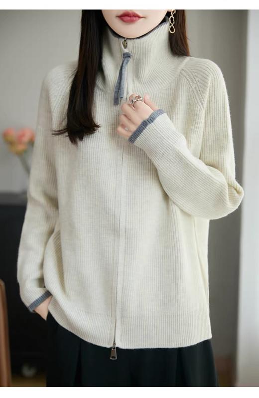 撞色两穿领双拉链百搭针织外套J1733★ 商品图3