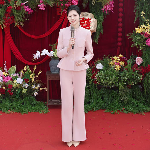 法小曼*子珍专款/春秋高端粉色面试职业装套裙女设计感小香风 商品图4
