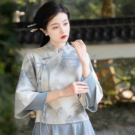 中式复古唐装汉元素改良，汉服旗袍上衣国风茶服套装TY-YYA568 商品图2