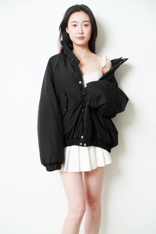 老钱干部风棉服，胸口小标刺绣。按扣+拉链闭合立领式棉衣C120366 商品图12