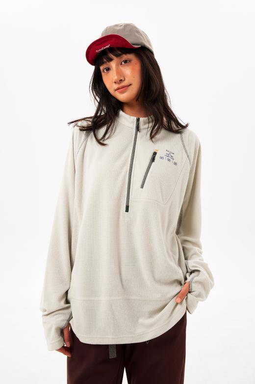 CryingCenterRunClub运动舒适暖绒华夫格半拉链套头卫衣T恤远红外 商品图2