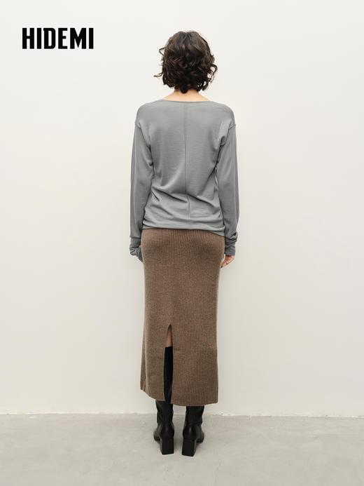 HIDEMI 澳洲美利奴羊毛极简款舒适感V领针织打底上衣毛衣 商品图3