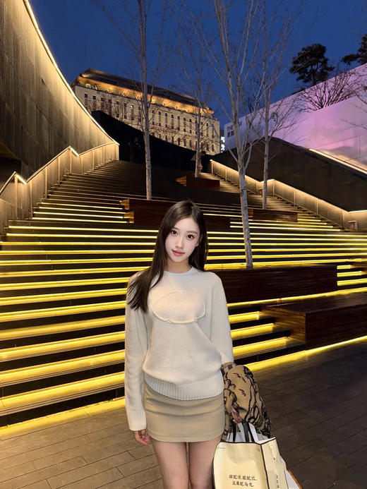 普拉达  25秋冬新款 经典浮雕字母刺绣针织毛衣(TM) 商品图0