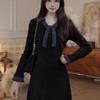 鹿向南「偶遇西雅图」法式复古浪漫女秋冬气质显瘦撞色拼接连衣裙 商品缩略图3