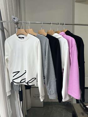 贝壳三 不规则下摆草写字母刺绣短款卫衣毛圈棉长袖上衣C120314