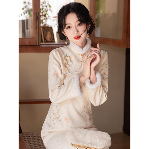 新中式毛呢素雅旗袍秋冬季加厚小个子茶服日常LSB3186 商品图4
