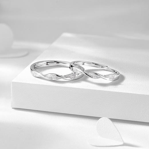 卡蒂罗KADER 星光流转情侣对戒 简约磨砂设计原创开口素圈一对可调节 共赴爱河恋爱频率 s925银 戒指 男女同款情侣款 商品图3