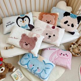 【YW】无忧购【甄选】大版儿童卡通小动物牛奶暖绒豆豆枕芯秋冬可拆卸幼儿园枕头套001（截单后3-5天发货)