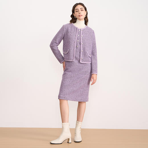 EITIE爱特爱紫色小香风背心裙气质优雅无袖连衣裙2025秋冬新款D2507917 商品图4