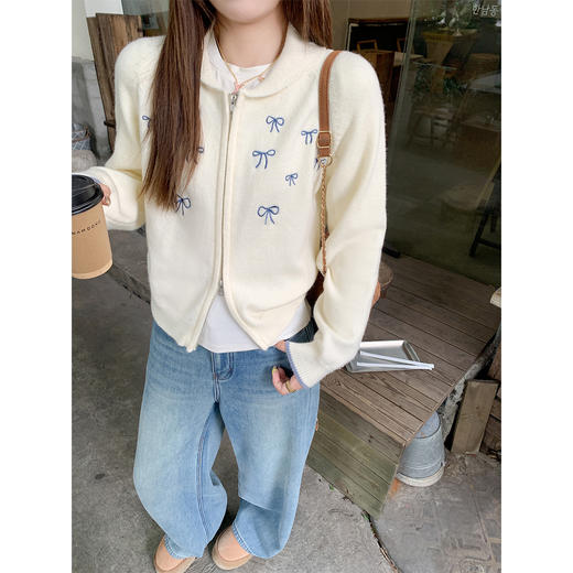 <曾小咸推荐> 韩系翻领拉链毛衣开衫女秋冬新款小个子慵懒针织外套上衣 商品图2