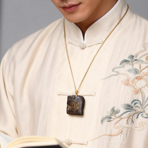 六字箴言丨天然沉香错金吊坠  沉水级丨合集 商品图2