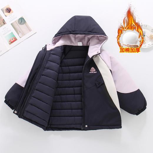 女童2025新款加棉加厚冲锋衣拼色秋冬季新款洋气连帽外套户外棉服 商品图3