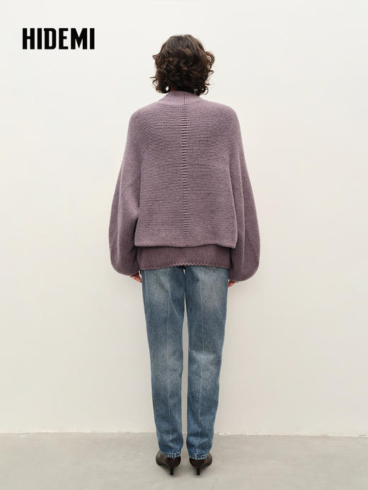 HIDEMI 进口美利奴羊毛系列粗针厚款设计感灯笼两件套 坎肩/马夹 商品图3