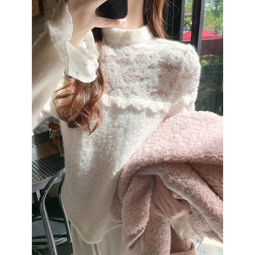 <曾小咸推荐>3.23现货秒杀 ！微信超特价！ 半高领蕾丝针织打底衫 日常159.99 立减70 秒杀89.99！！ 毛绒外套 秒杀139.99！！ 商品图1