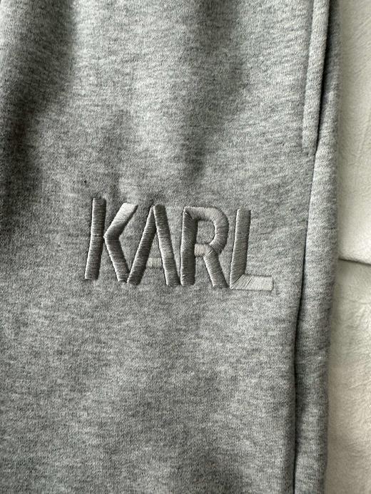 贝壳三 厚实松紧腰字母刺绣休闲裤女磨毛绒直筒棉质卫裤C120313 商品图6