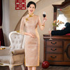 新中式旗袍小个子妈妈婚宴礼服2025年夏季新款修身 商品缩略图2