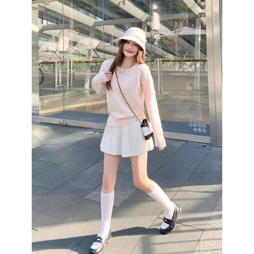 <曾小咸推荐> 韩系设计感粉色毛衣女秋冬季新款慵懒内搭打底针织衫上衣 商品图3