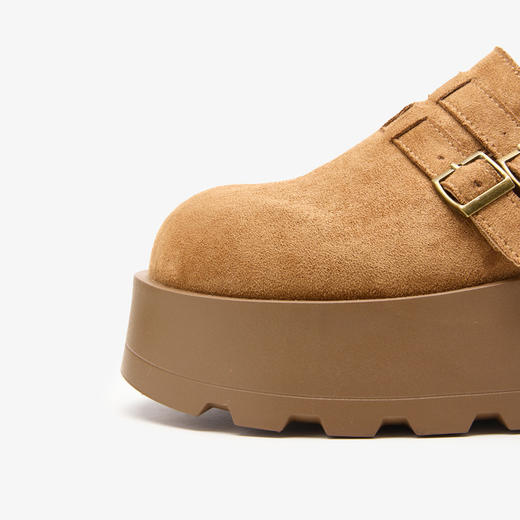 西遇厚底加绒勃肯鞋半拖女新款秋冬保暖毛毛鞋增高外穿拖鞋V2457314 商品图5