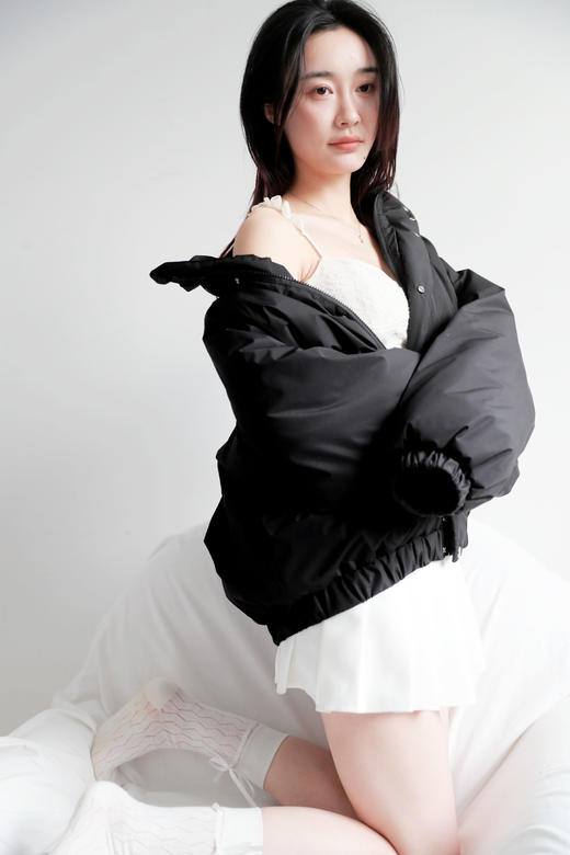 老钱干部风棉服，胸口小标刺绣。按扣+拉链闭合立领式棉衣C120366 商品图0