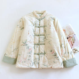 FL 643 碎花棉袄加厚保暖棉服宽松外套复古盘扣印花棉衣