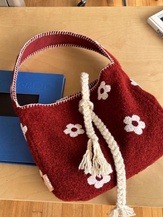 nothe Case布然/NC253110/「花栗莓果」文艺毛呢大容量托特布包 商品图4