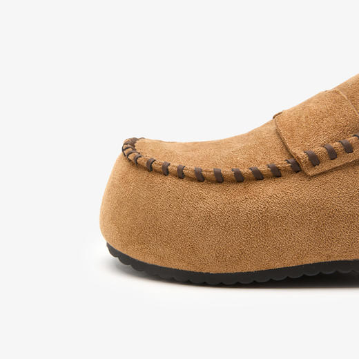 西遇厚底勃肯鞋女冬季加绒新款一脚蹬外穿毛毛拖鞋包头半拖鞋V0057237 商品图5