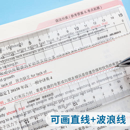 晨光ARL960V3晨文具优品防粘橡皮尺子小学生直尺15cm文具考试专用 高透波浪边 商品图6