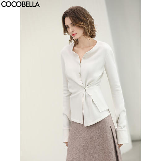 COCOBELLA多穿法不规则捏褶毛针织衫女新款内搭上衣MZ3302-3 商品图0