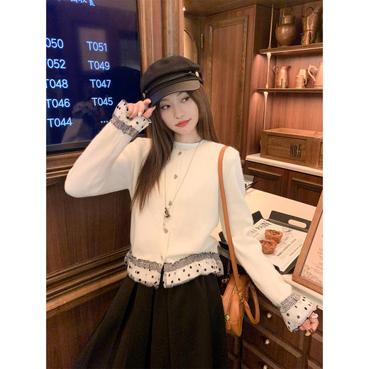 <曾小咸推荐>现货秒杀 ！微信超特价！撞色蕾丝拼接毛衣开衫 日常229.99 立减140 秒杀89.99！！ 商品图4