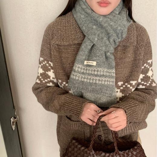 【YW】无忧购复古百搭费尔岛羊毛混纺女款围巾毛线针织冬季针织时尚潮保暖围脖（截单后3-5天发货) 商品图3