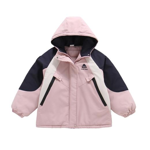 女童2025新款加棉加厚冲锋衣拼色秋冬季新款洋气连帽外套户外棉服 商品图4