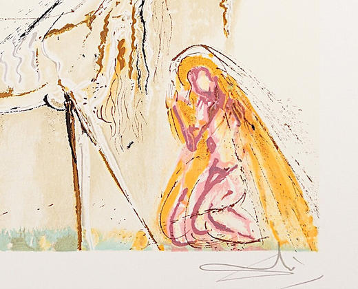 独角鹿西洋古董1983年代法国Armand & Georges Israel出版西班牙超现实主义大师萨尔瓦多·达利签名创作限量彩色石版画《独角兽》 商品图5