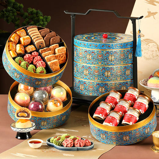 【景上三层年礼】皇家2025春节年货礼盒装中式糕点过年走亲戚送礼品新年高端点心团购1452g 商品图1