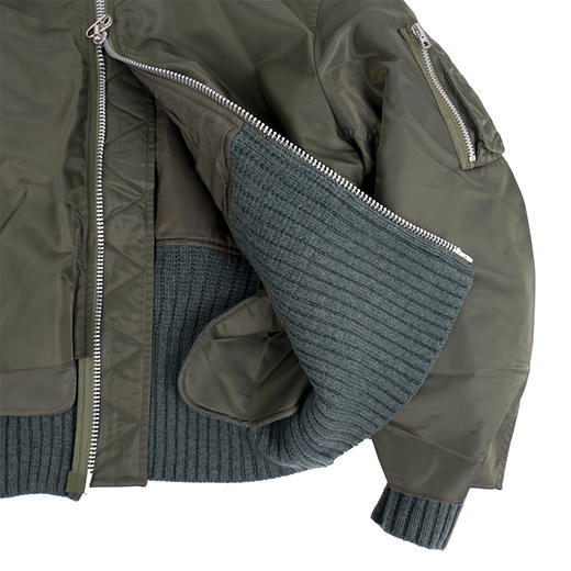 YOKE Connected Rib Knit Flight 不规则拼接军事风飞行夹克 商品图3